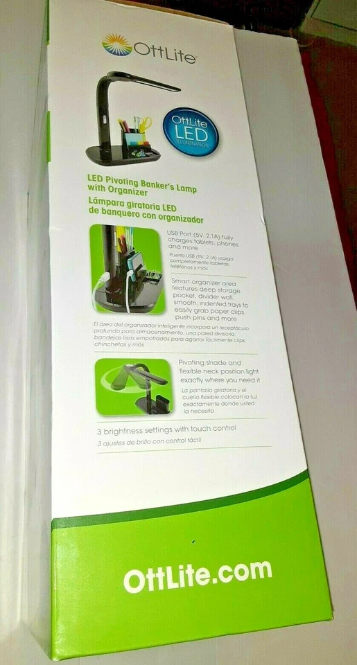 OttLite LED Pivoting Bankers Lamp with USB Charging Port - Image 4 of 4