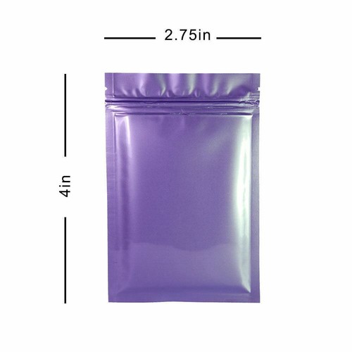 Multi-Size Glossy Foil Mylar Double-Sided Purple Flat Zipper Pouch Bag B06 - Picture 8 of 11