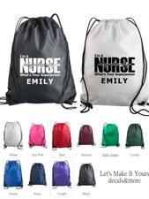 I'M A NURSE WHAT'S YOUR SUPERPOWER MONOGRAM NAME NYLON DRAWSTRING BACKPACK