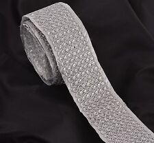 Hand Beaded Dress Bridal Border 9 YD Trim Ribbon Silver Craft COLLECTIBLE EDH