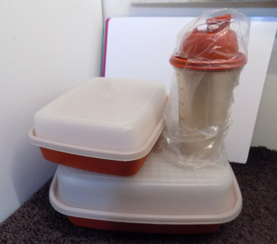 Tupperware Lot ~ Large & Jr Marinating/Season Serve & NEW Quick Shake ~ Paprika