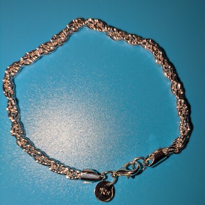 925 Sterling Silber Seil Armband, gestempelt, neu