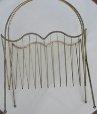 Vtg MCM Vinyl Record Album Holder Magazine Rack Brass Gold Metal Ball Feet Metal