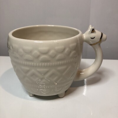 Llama Mug Planter Opal house Stoneware Camel Mug/Planter New Gold On Head Fan