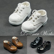 1/4MSD BJD Student PU Leather Shoes Lace-up Exposed Thread Round-toe 3 Colors DZ