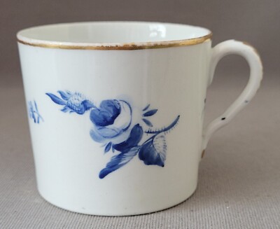 ANTIKE KAFFEEDOSE COALPORT HANDBEMALT BLAUE BLUMEN UM 1805-10