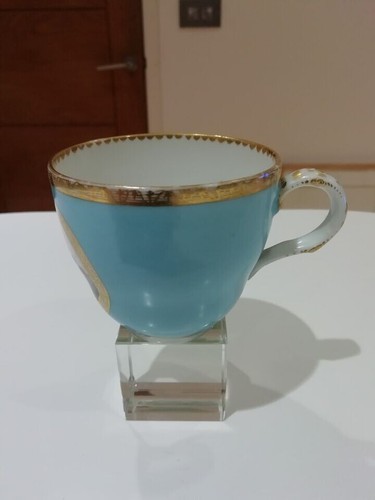 MEISSEN CUP AND SAUCER - PALE TURQUOISE - FIGURE STUDIES - CROSS SWORDS MARK - Picture 13 of 24