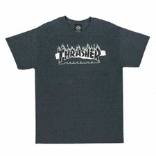 Thrasher Magazine RIPPED LOGO Skateboard T Shirt DARK HEATHER