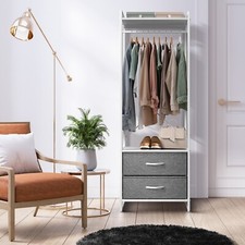 Sorbus Clothing Rack Stand w 2 Drawers - Closet Storage Organizer (Gray White)