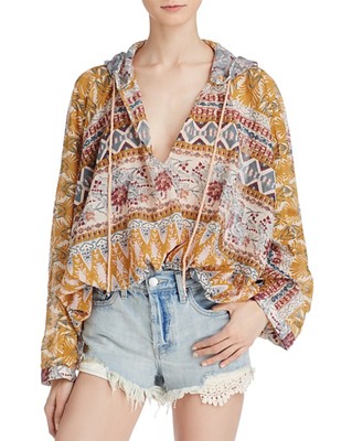 NWT Free People - Hold On Tight Gauze Pullover in Earth Combo [Retail $98]