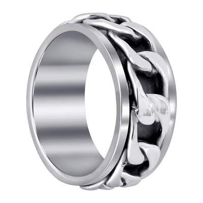925 Sterling Silber Kette Spinner Band Fidget Ring Angst Relief Schmuck