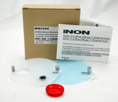 TWO Inon -0.5 White & Blue Diffusers 2 With Red Filter For External Auto. Box.