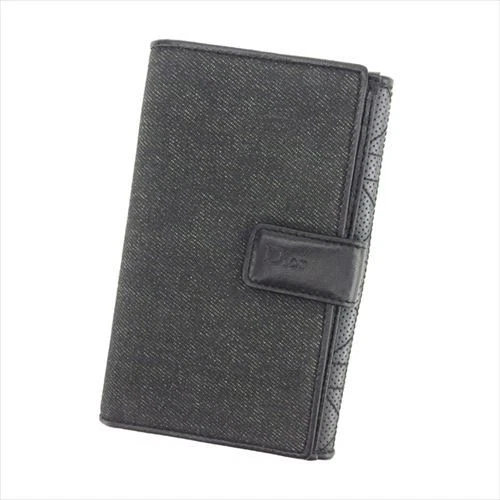 Sac à main portefeuille Dior portefeuille long portefeuille toile noire cuir homme authentique d'occasion C3416