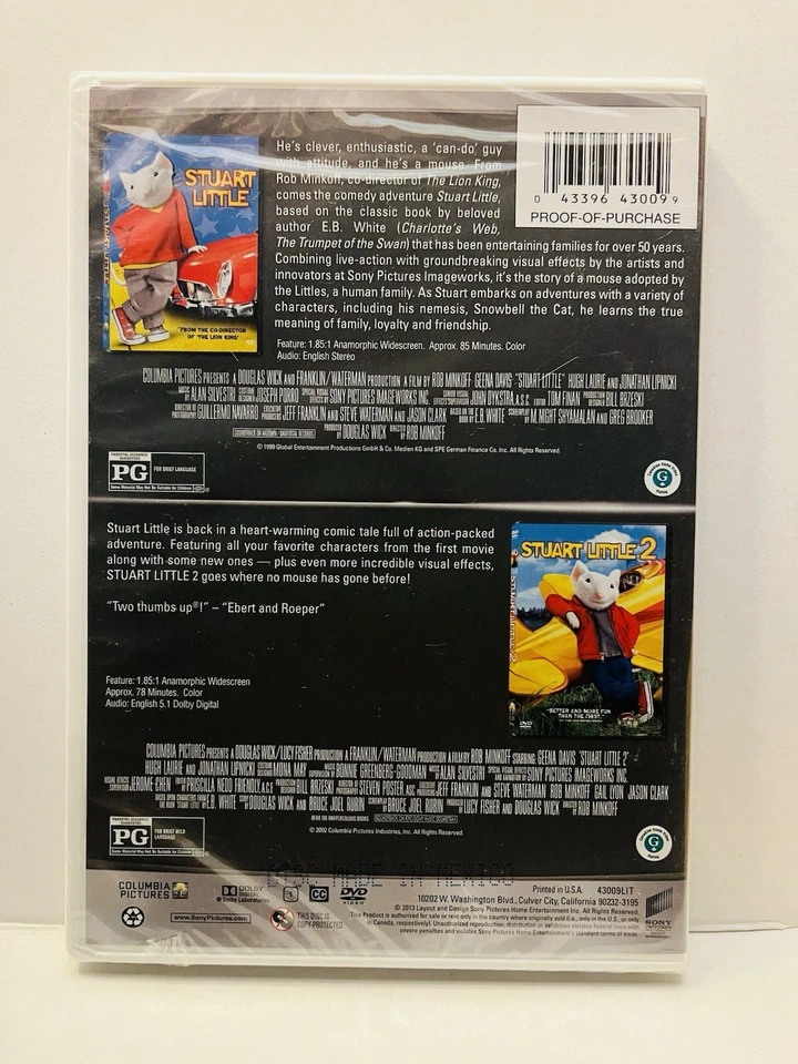 Stuart Little / Stuart Little 2 (DVD, 2013) Hugh Laurie, Geena Davis - Sealed Foto 2 de 2