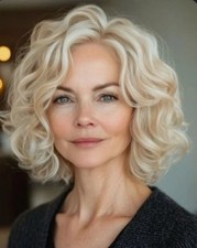 Short Bob Platinum Blonde Wavy Wigs for Women 10 Inch
