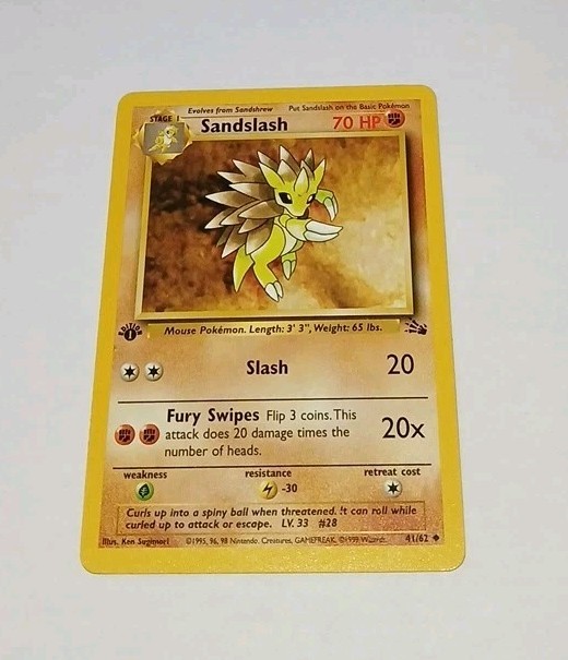 1st Edition SANDSLASH 41/62 Fossil Vintage Pokémon NM 🌟 SUPER CLEAN Wizards