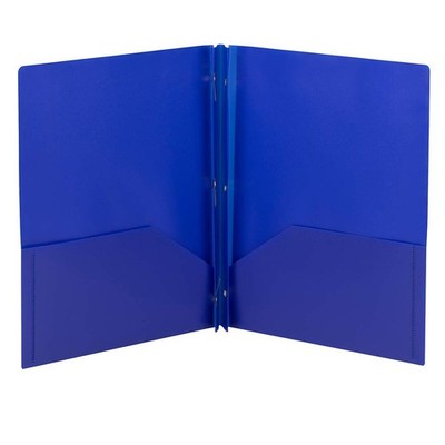Poly Two-Pocket Folder, Three-Hole Punch Prong Fasteners, Letter Size, Blue, ...