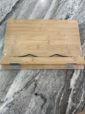 Bamboo Book Stand Adjustable Height Cookbook Holder Tablet Reading NEW