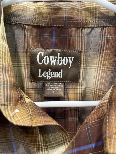 Cowboy Legend Men's Large Pearl Snap Western Cowboy Short Sleeve Shirt - Picture 4 of 5