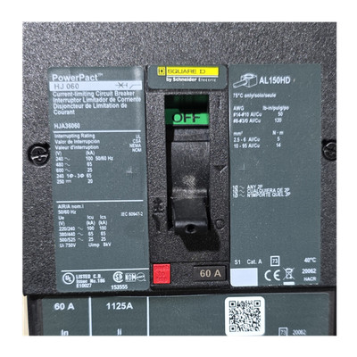 Square D by Schneider Electric PowerPact HJ060 60A 600V 3-Pole Circuit Breaker