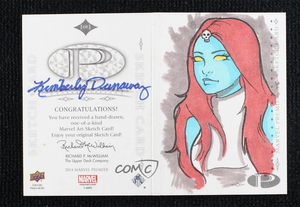 2019 Upper Deck Marvel Premier Dual Panel 1/1 Kimberly Dunaway Auto Sketch l6f - Image 2 of 3