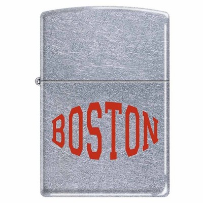 Zippo AD205 Classic Street Chrome Red Font Boston Pocket Lighter