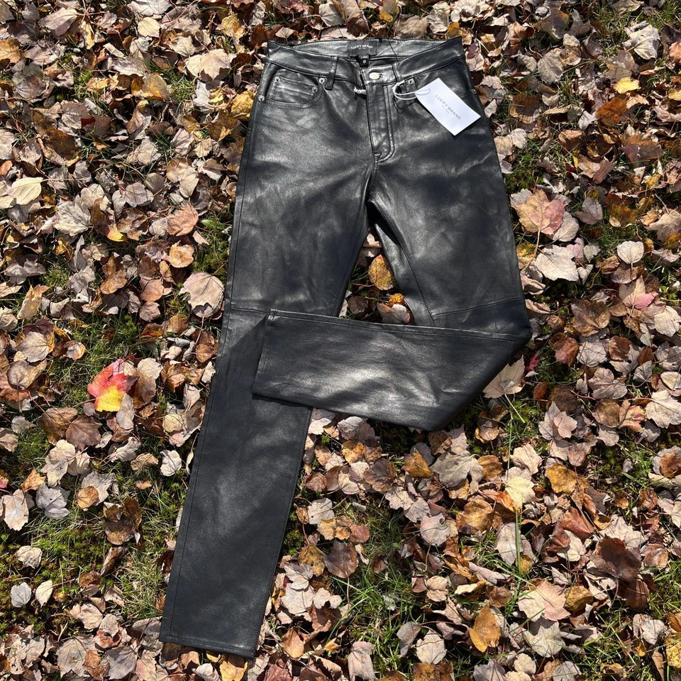 Pantalones de piel de cordero de cuero Lucky Brand para mujer NUEVOS 12/31 ajustados al tobillo Foto 2 de 4