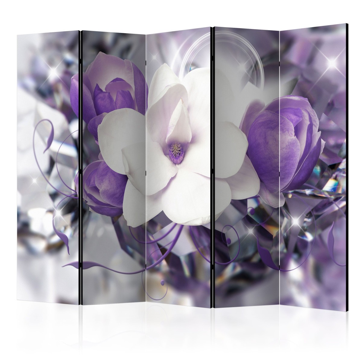 Paravent 5 volets grand format claustra mobile Purple Empress violet