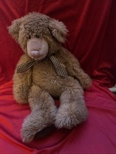 Geoffrey Russ Berrie Teddy Bear Plush 13  Stuffed Animal Toy 259 w/ Plaid Bow