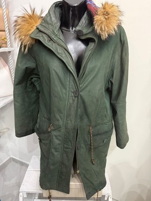 LE CANARD Damen Ledermantel Jacke Farbe Grün Gr. 46 Code AM216