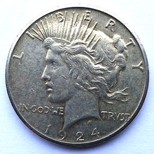 USA 1924 Silver Peace Dollar mm S ( San Francisco ) VF/VF+