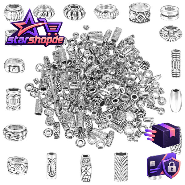 Zwischenperlen Metall Silber 200 StüCk Spacer Perlenkappen Bastelperlen DIY-image