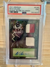2021 Obsidian Nico Collins /50 Rookie Jersey Ink Patch AUTO Electric Etch Green