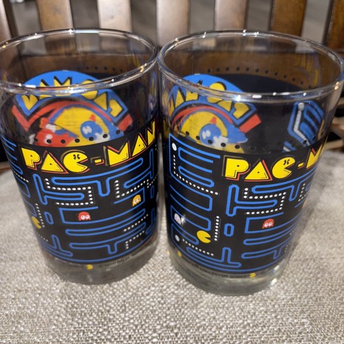 Pac Man Vintage Arbys 1980's 5" Drinking Glass 10 oz Lot Of 2 - Picture 4 of 9