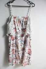 Shein Womens Floral Crochet Trim Mini Dress - White - Size 4XL (g14)
