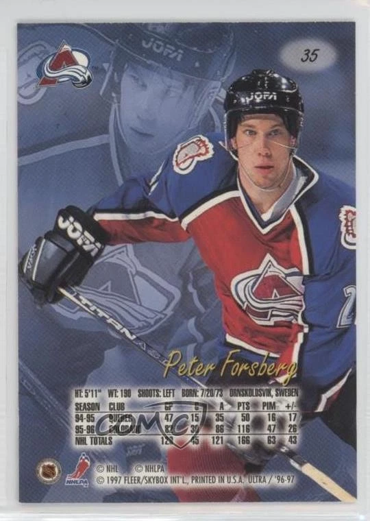 1996-97 Fleer Ultra Peter Forsberg #35 HOF - Image 2 of 2