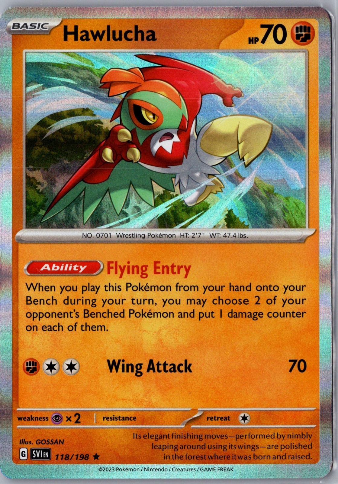 Hawlucha 118/198 Rare Scarlet & Violet Pokemon Holo NM/M