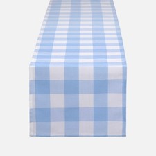 Gingham Table Runner Light Blue and White, Buffalo Plaid Check Table Cloth 72...