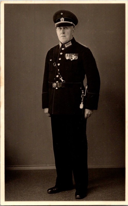 WW2 WWII German Army Military Wehrmacht Photo Postcard POLICEMAN Studio Portrait