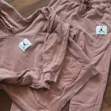 Jordan Flight Cotton Hoodie  Track Pants 2 Piece Set Men's Size M/S Brown Clay