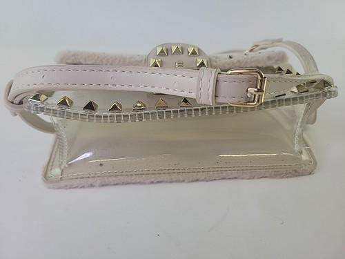 Borsa a tracolla trasparente borchiata oro. - Foto 10 di 12