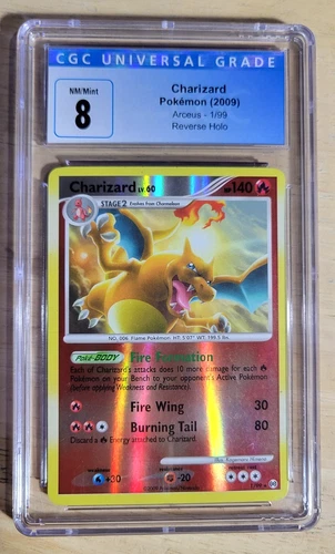 2009 CGC 8 NM/MT CHARIZARD REVERSE HOLO ARCEUS 1/99 G6713