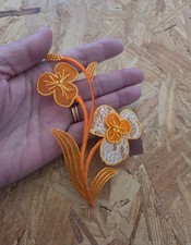 Flower - Orange - Spring - Garden - Embroidered Iron On Applique Patch - PRETTY