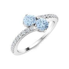 Aquamarine Gemstone Solitaire with Accents Ring Jewelry 925 Sterling Silver