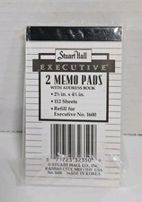 Vintage Stuart Hall Executive (2) Mini 2.5"×4.5' Memo Pads NOS!!!