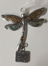 Dije Libélula Tono Plata y Oro "Sueños Se hacen realidad" Con Piedras