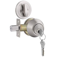 Satin Nickel Keyed Single Cylinder Deadbolts with Keys 1Pack 1