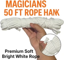 50' Feet WHITE SOFT ROPE Magic Tricks Cut & Restore Hank And Bundle Magician New