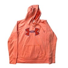 Under Armour Hoodie Womens Medium Orange ColdGear Pullover Fleece 1263537 Logo