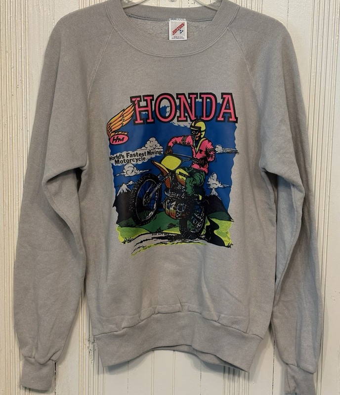 Vintage 1970’s Honda Dirt Bike Motorcycle The Rats Hole Medium Sweatshirt USA